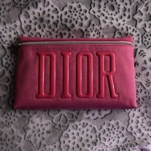 Dior Pink Suede Velvet Cosmetic Bag